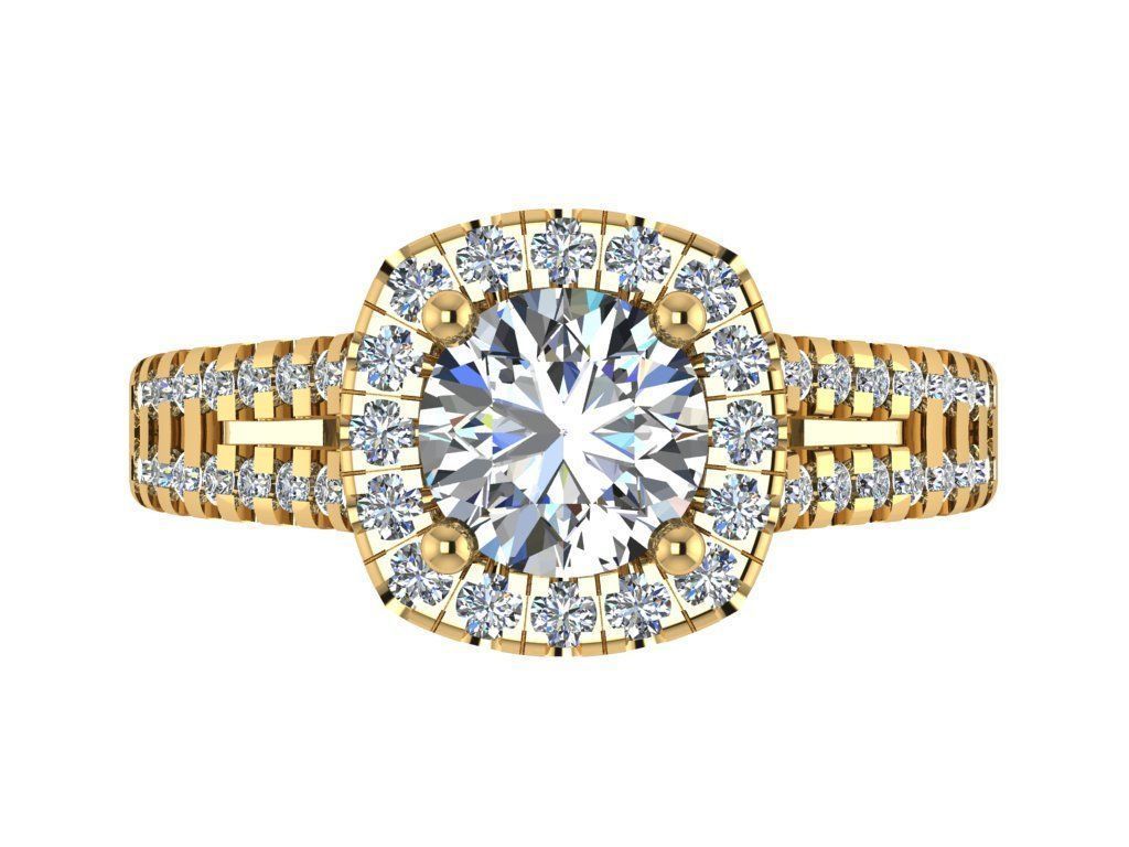 Ring167 halo diamond engagement ring gold 3D print model_1