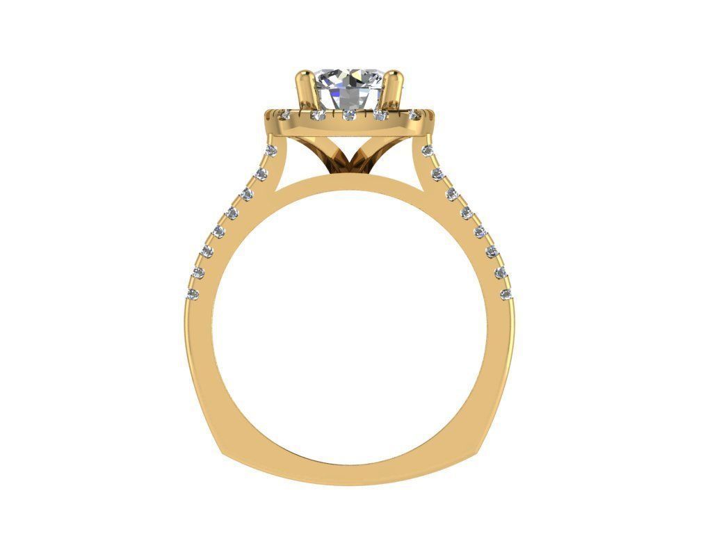 Ring167 halo diamond engagement ring gold 3D print model_2
