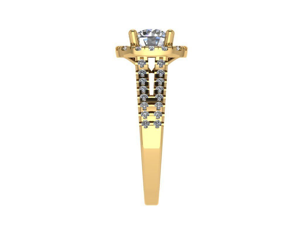 Ring167 halo diamond engagement ring gold 3D print model_3