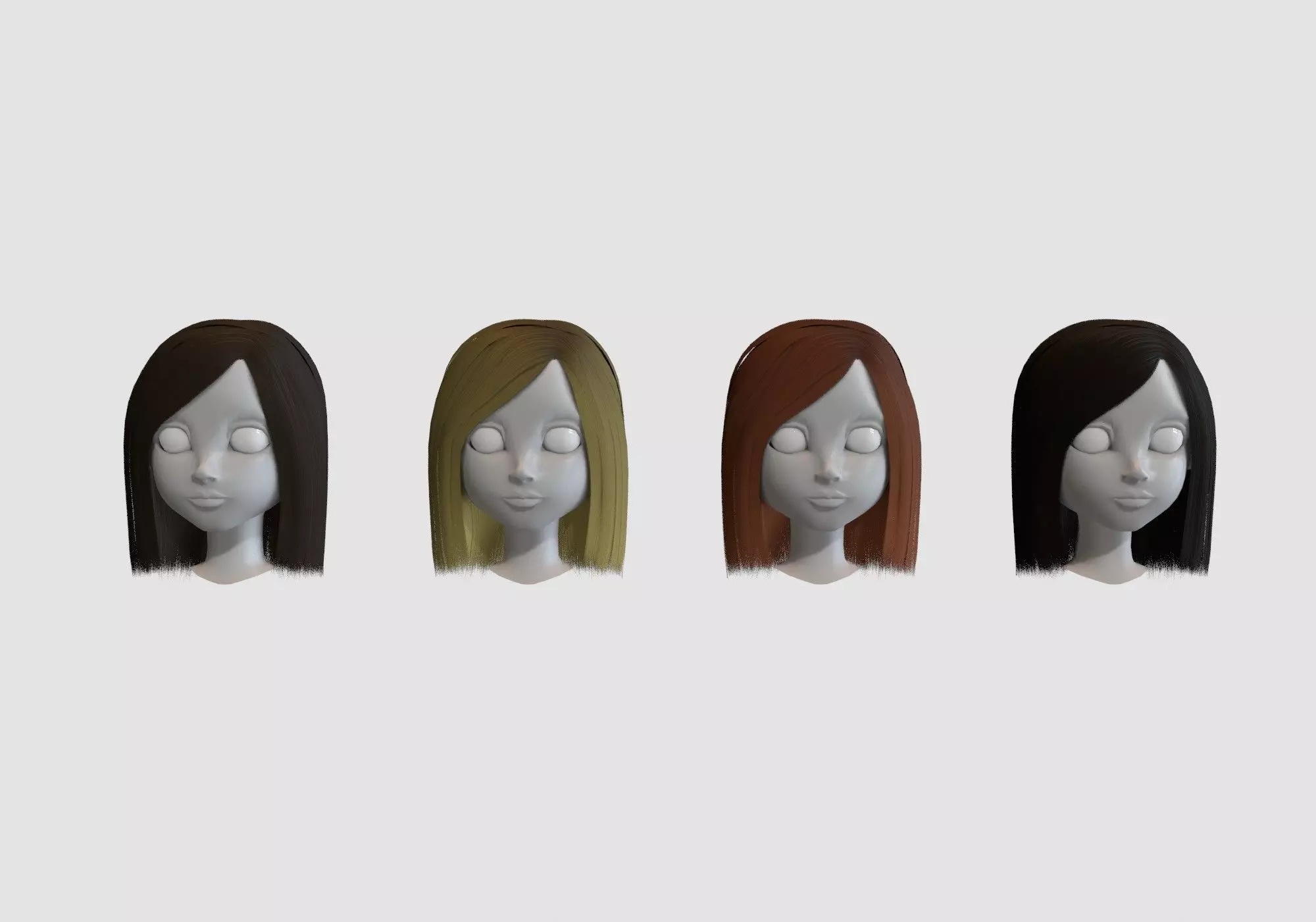 hairstyle in 4 colors 3D model
