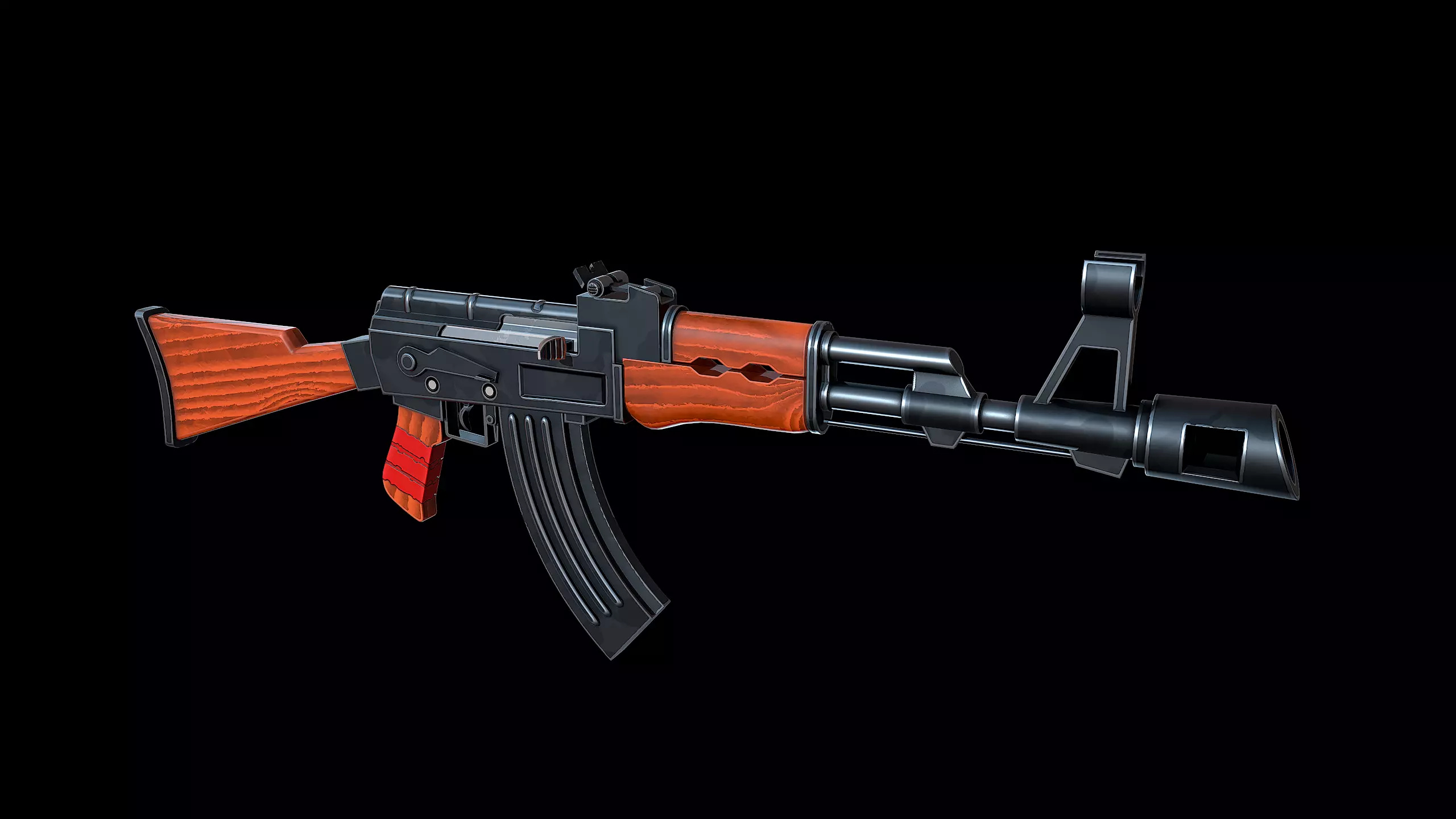 Stylized AK-47 Low-poly 3D model_4