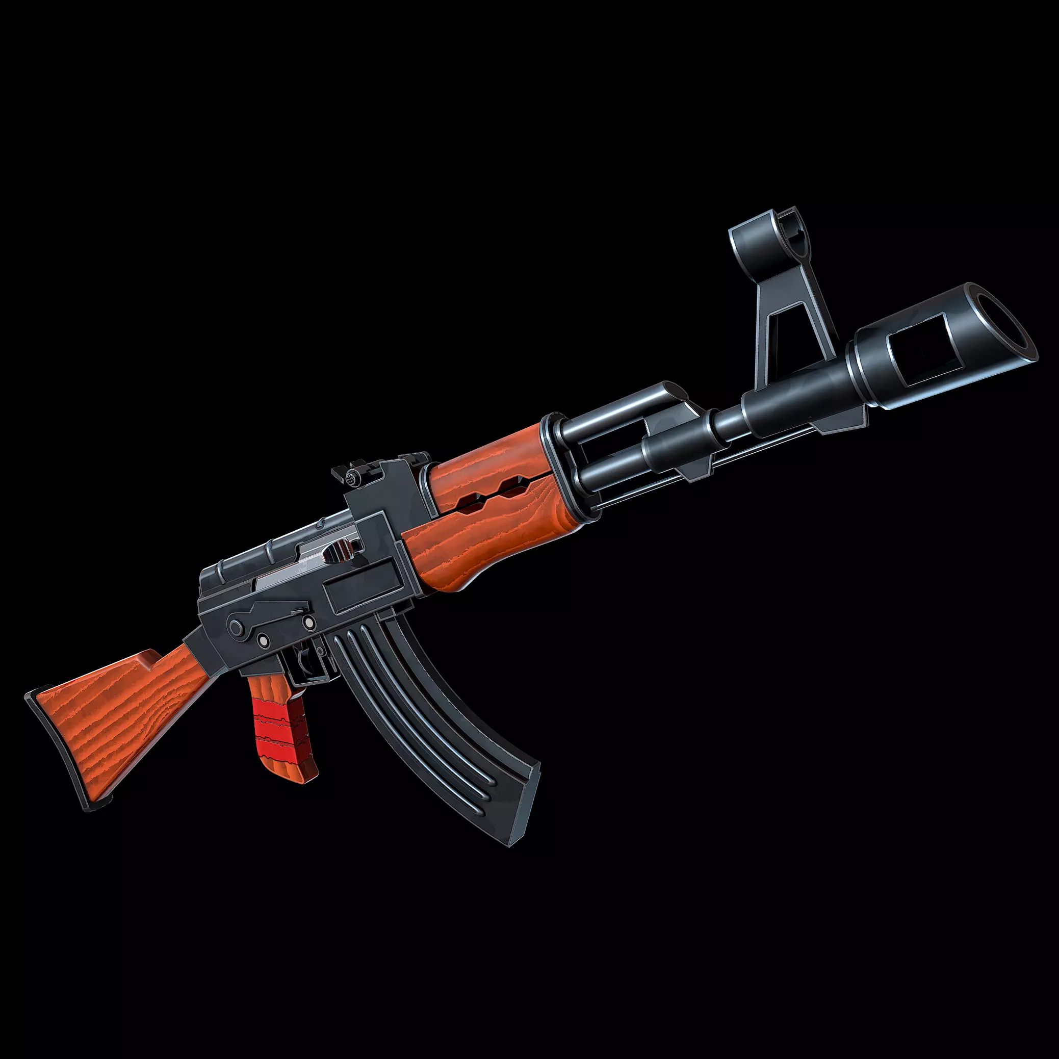 Stylized AK-47 Low-poly 3D model_0