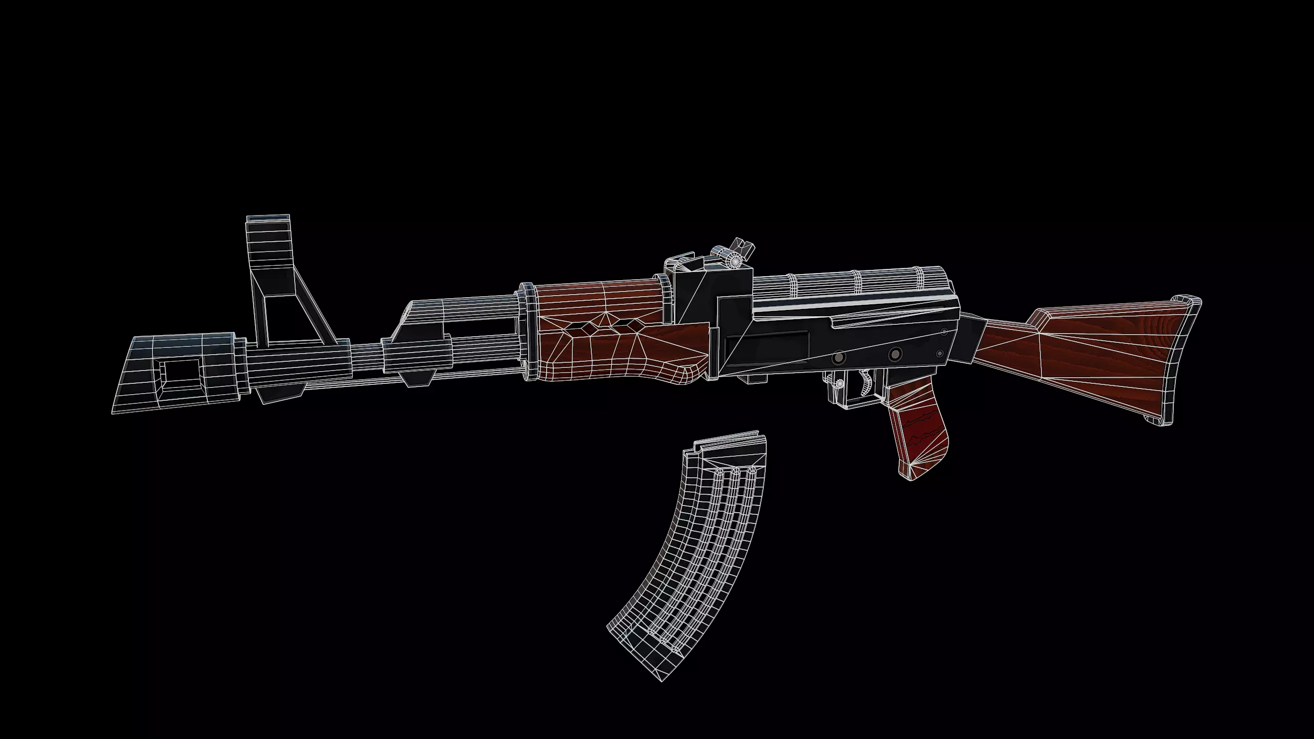 Stylized AK-47 Low-poly 3D model_10