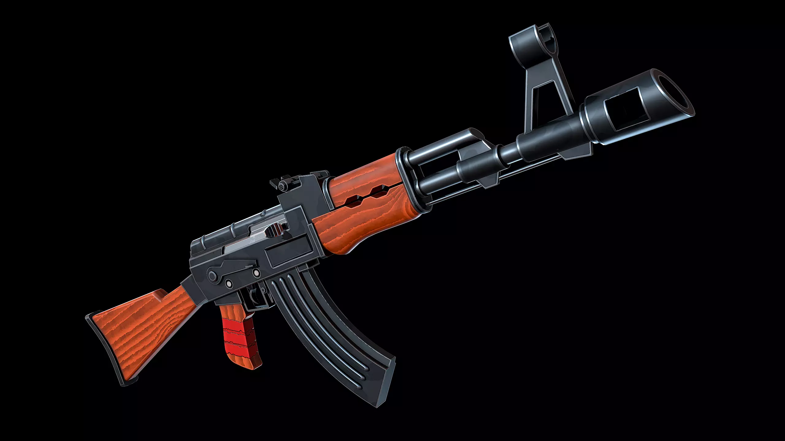 Stylized AK-47 Low-poly 3D model_11