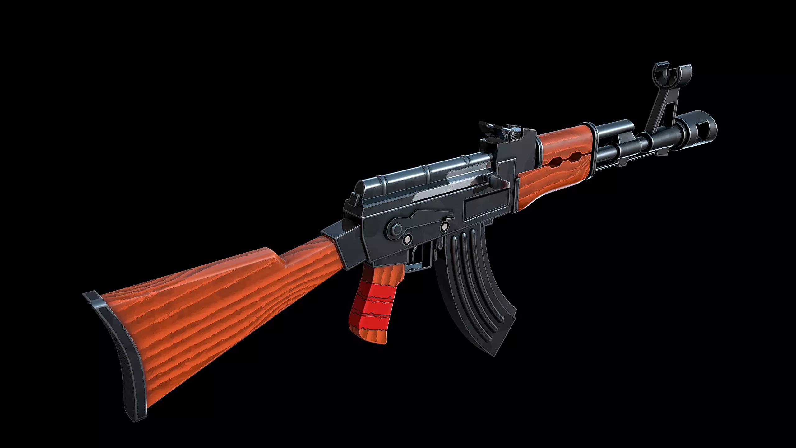Stylized AK-47 Low-poly 3D model_6