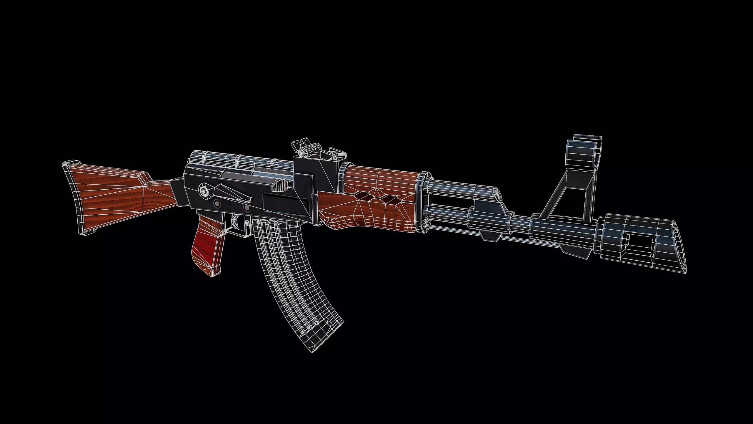 Stylized AK-47 Low-poly 3D model_9