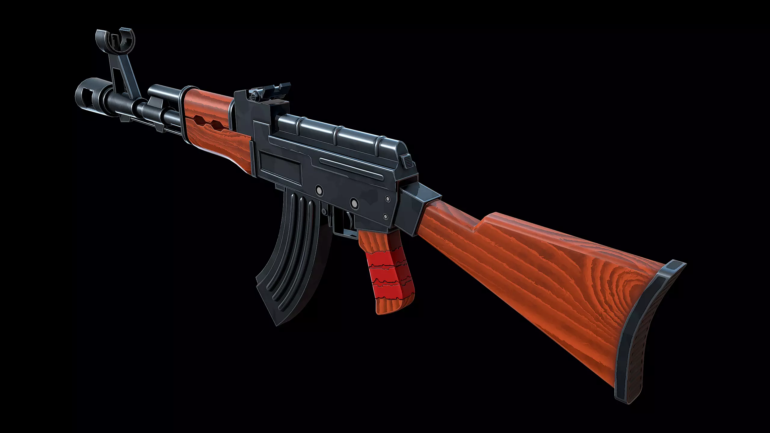 Stylized AK-47 Low-poly 3D model_7