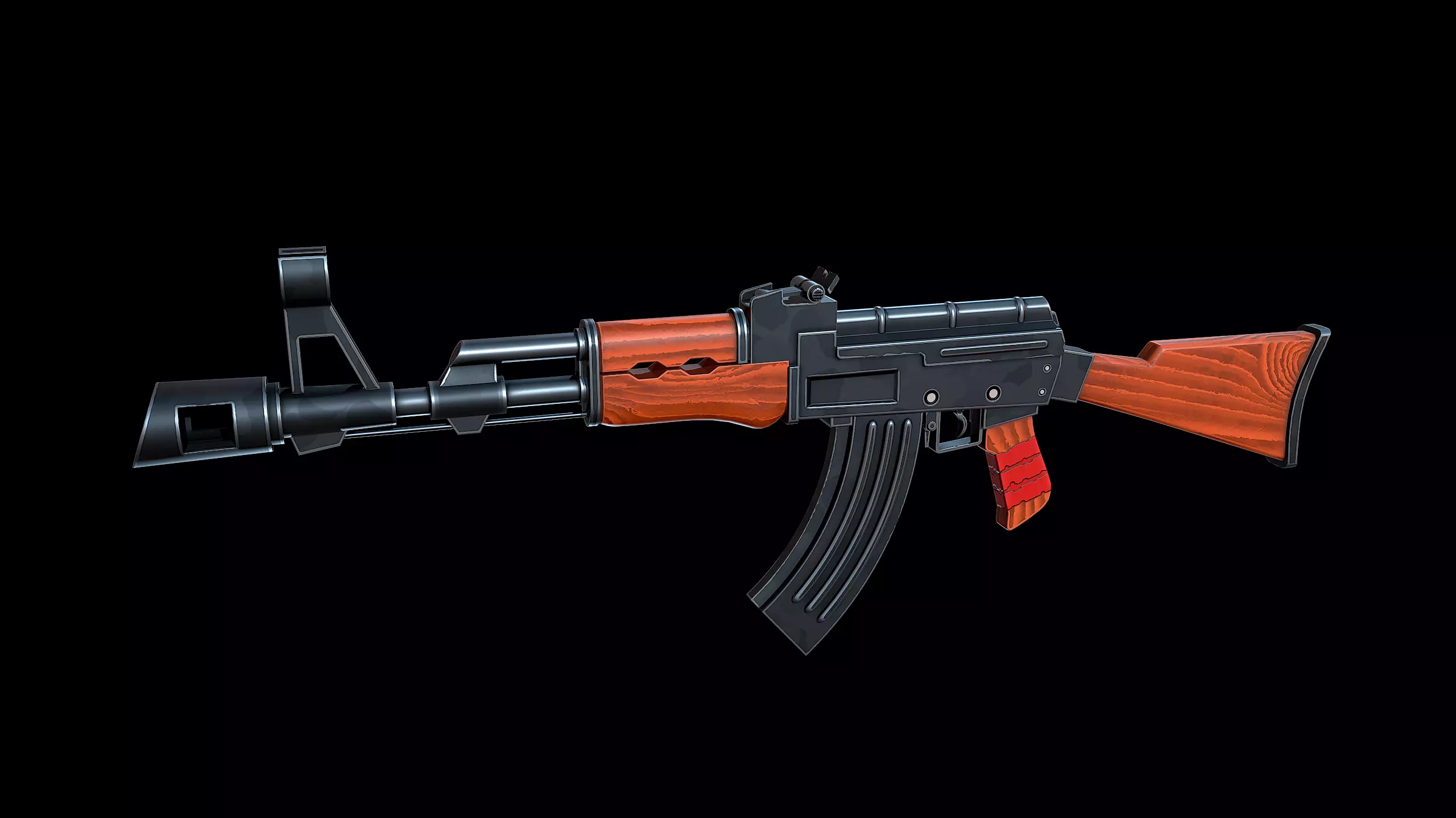 Stylized AK-47 Low-poly 3D model_5