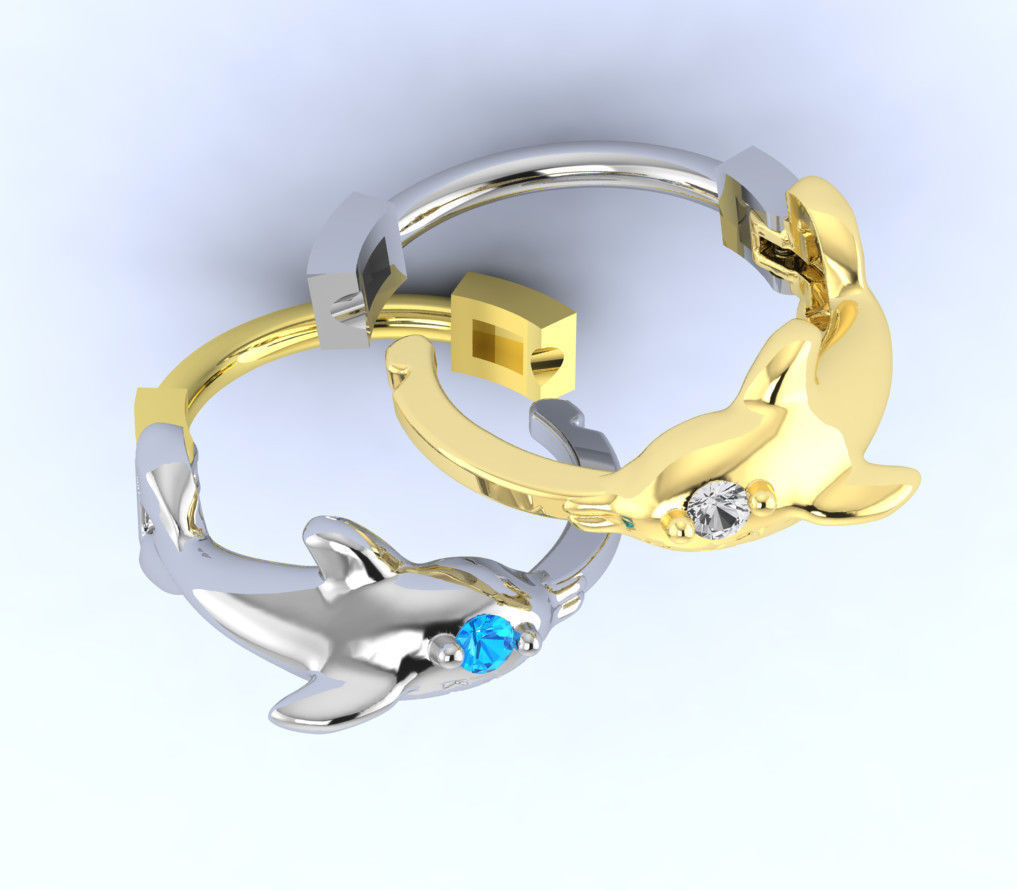 Jewelry earrings Dolphin 3D print model_3