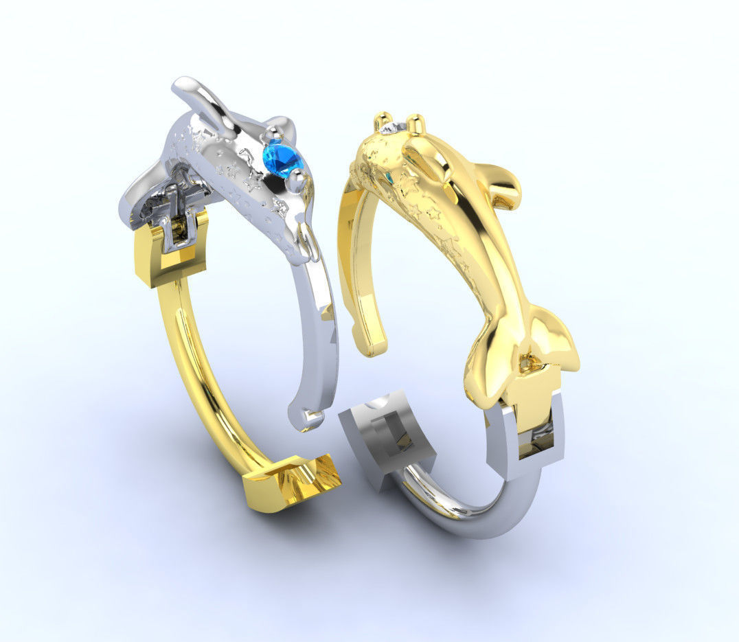 Jewelry earrings Dolphin 3D print model_2