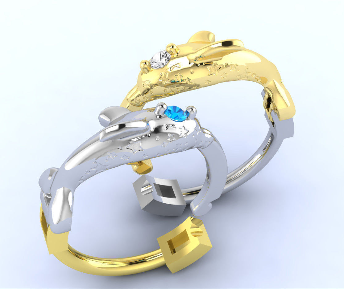 Jewelry earrings Dolphin 3D print model_1