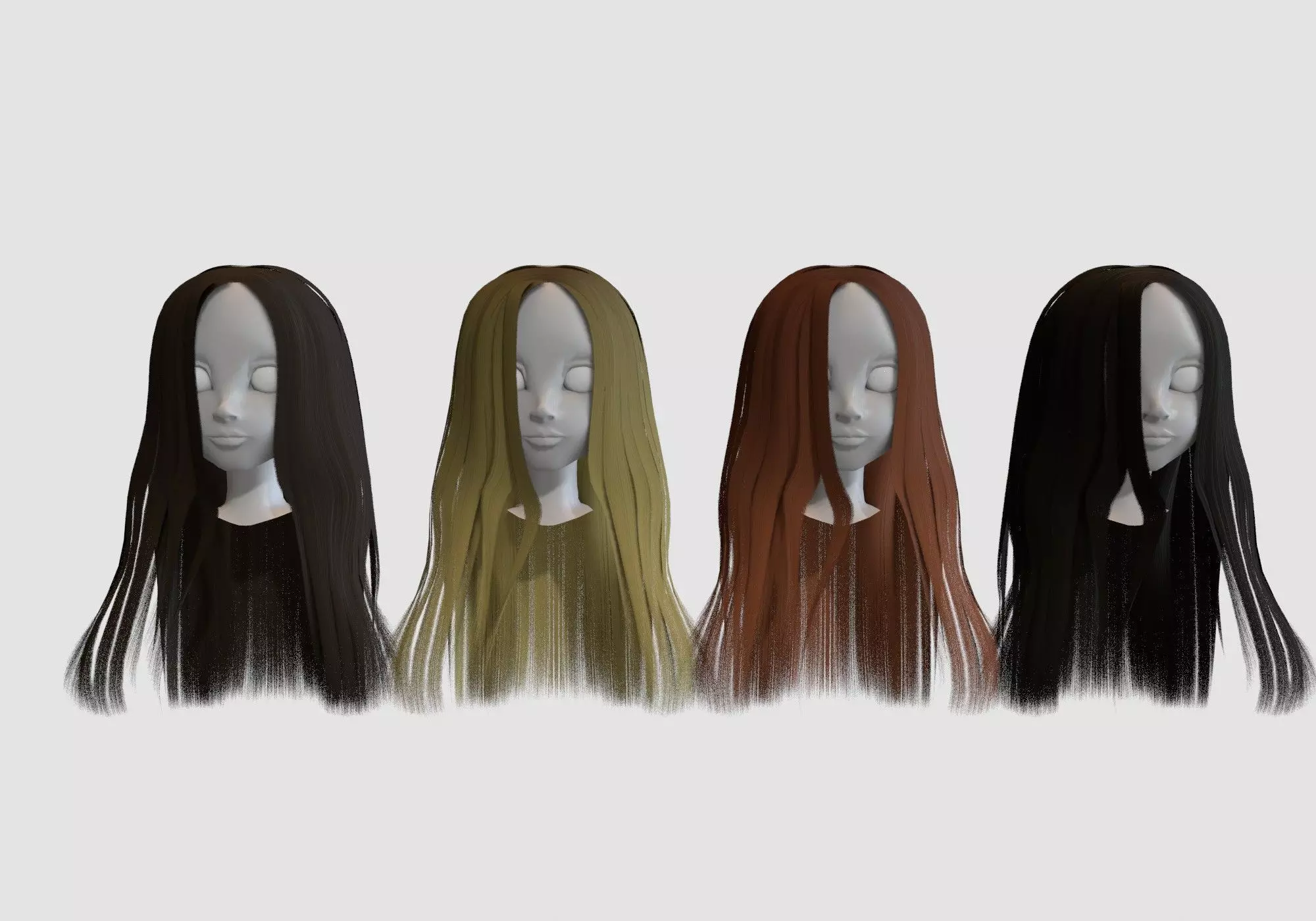 hairstyle in 4 colors 3D model