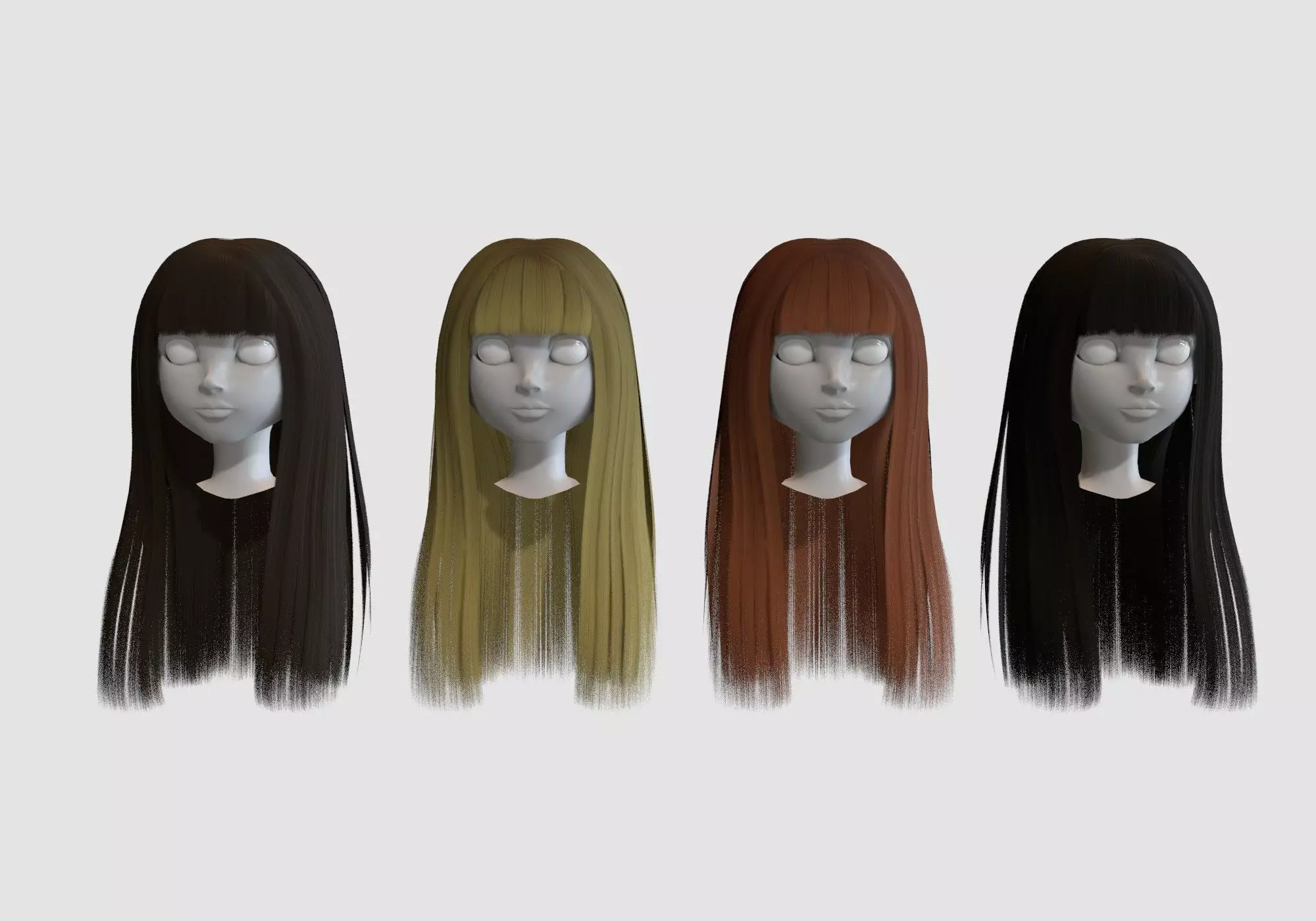 hairstyle in 4 colors 3D model