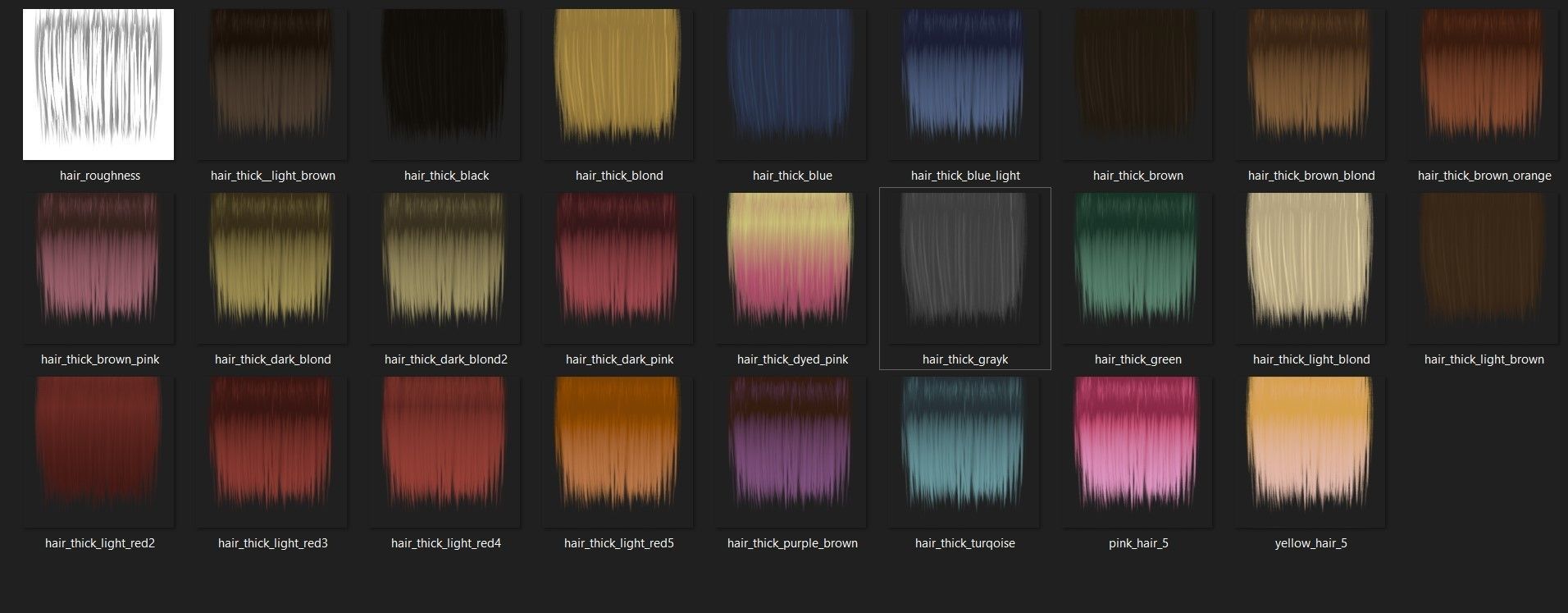 low poly hair collection different colored wigs Low-poly 3D model_9