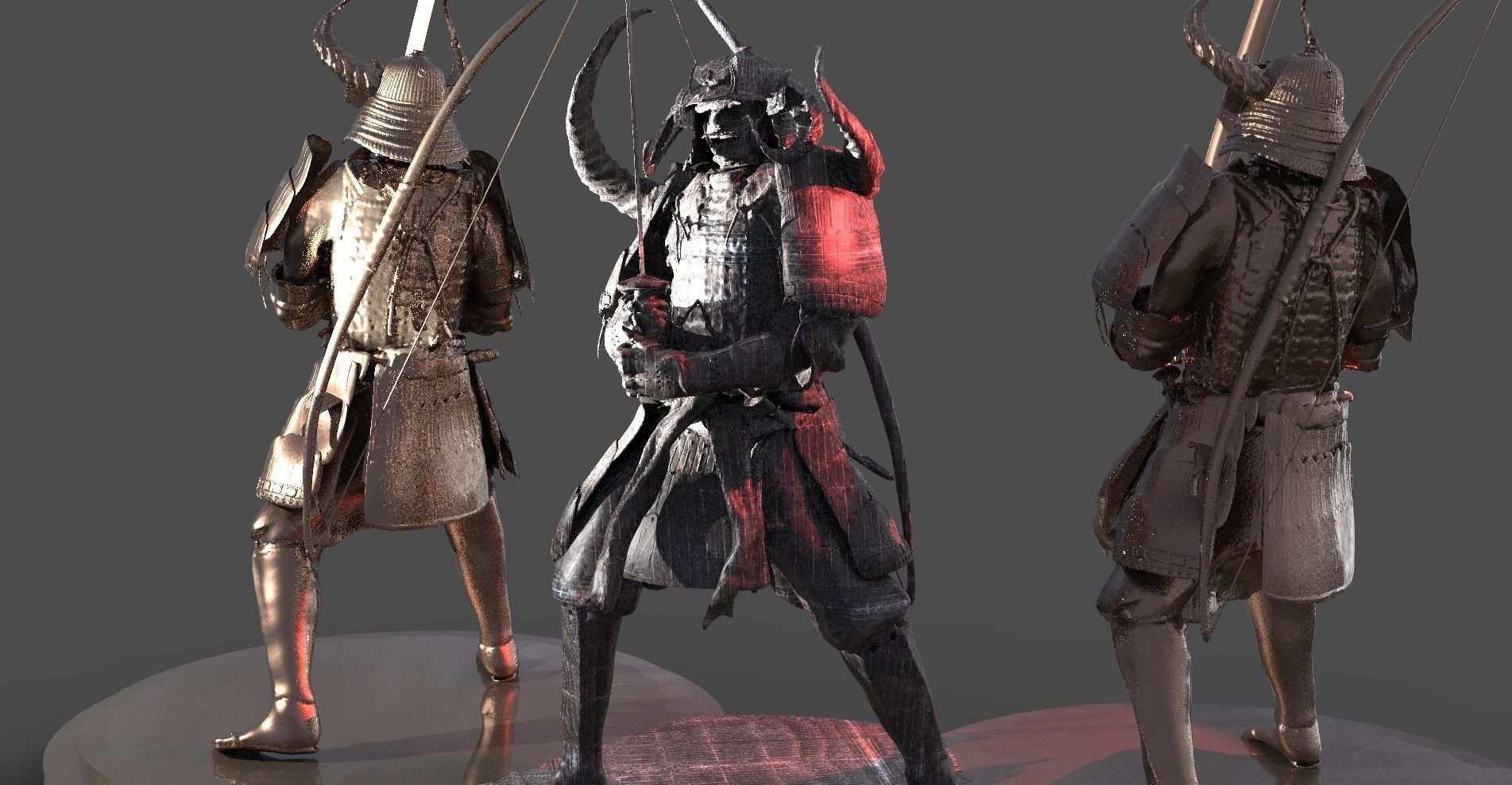 Arch Horned Demon samurai 2 versions 3D model_1