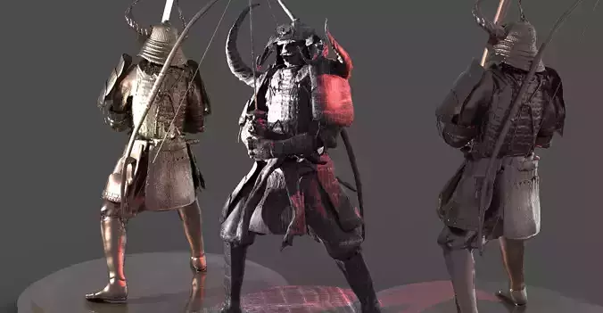 Arch Horned Demon samurai 2 versions 3D model