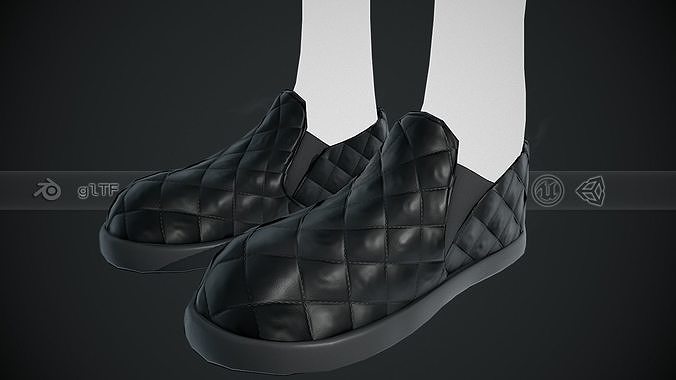 Black Leather Shoes Style 2 Low-poly 3D model