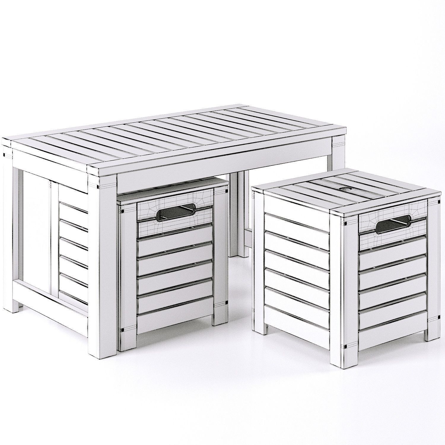 Bench and boxes for the garden Garden LaRedoute 3D model_5