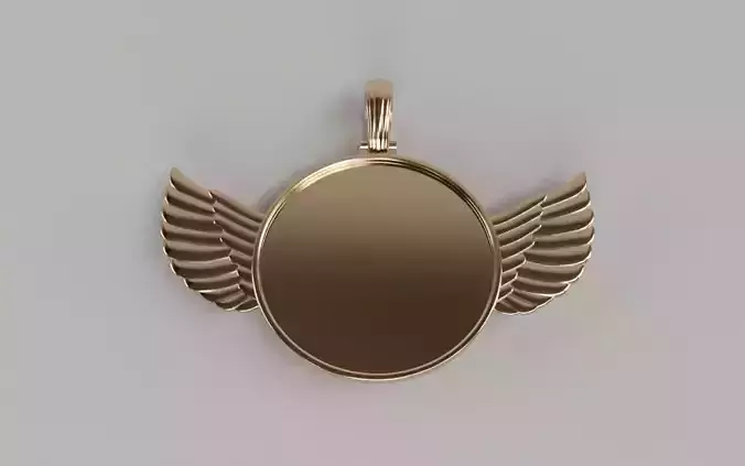 Winged Picture Pendant v2 - 50mm - Plain