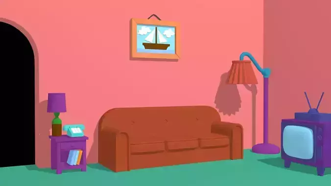 The Simpsons Cartoon Couch Scene House Home set