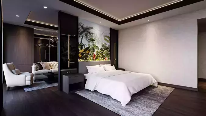 Hotel Suite Bedroom Blender - Fbx - Obj