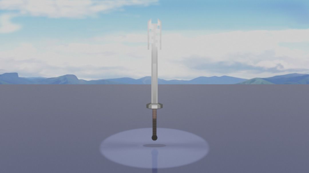 Short long sword low poly Low-poly 3D model_5
