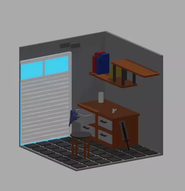 Garage room low poly PBR for you Low-poly 3D model_0
