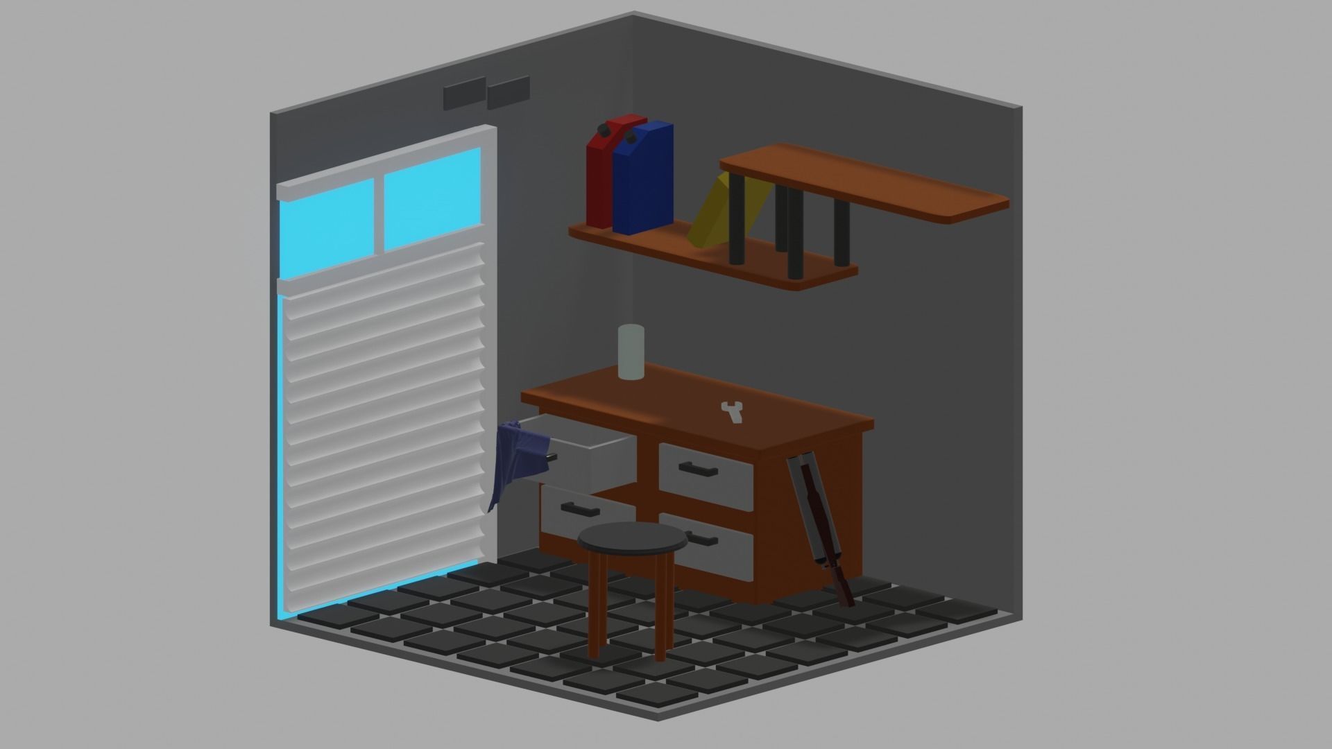 Garage room low poly PBR for you Low-poly 3D model_5