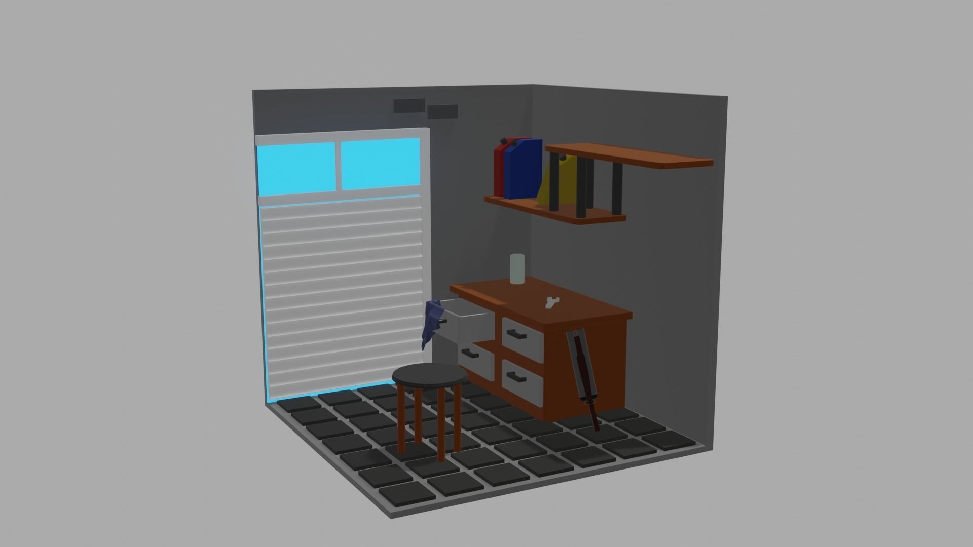 Garage room low poly PBR for you Low-poly 3D model_2