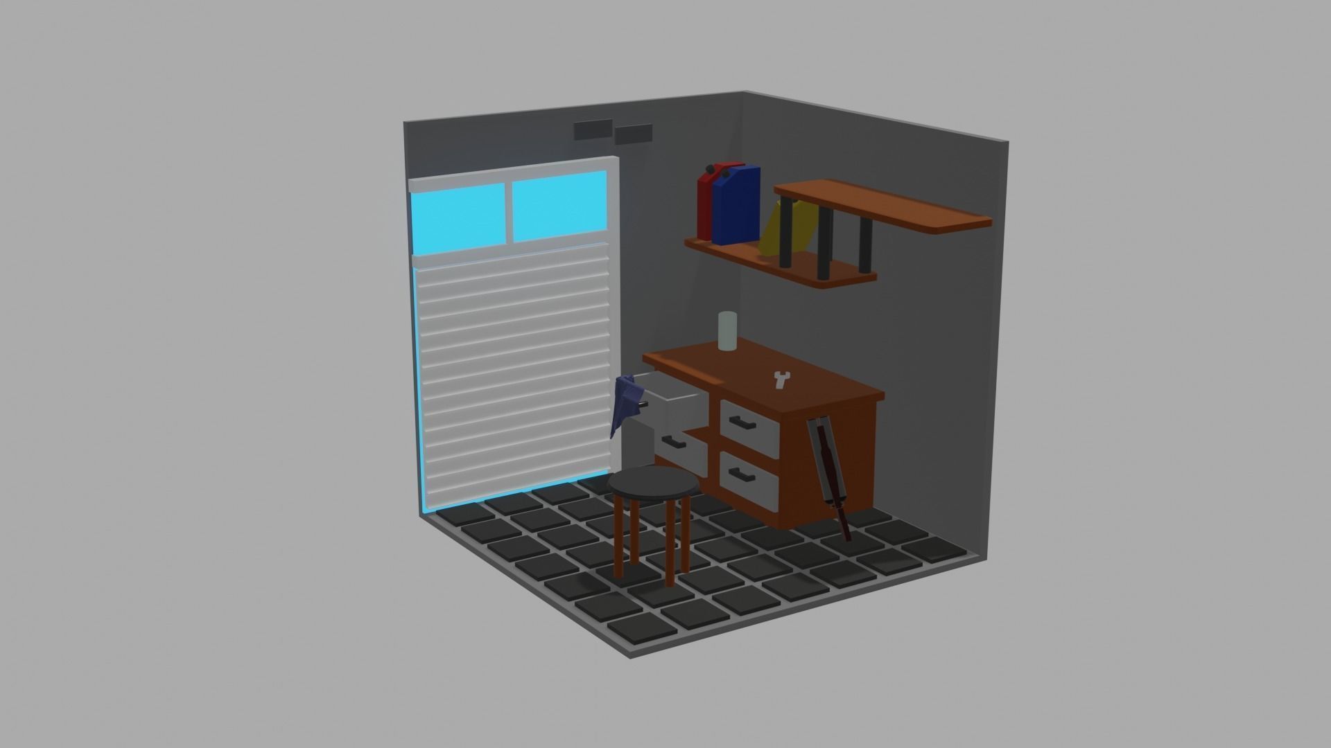 Garage room low poly PBR for you Low-poly 3D model_1
