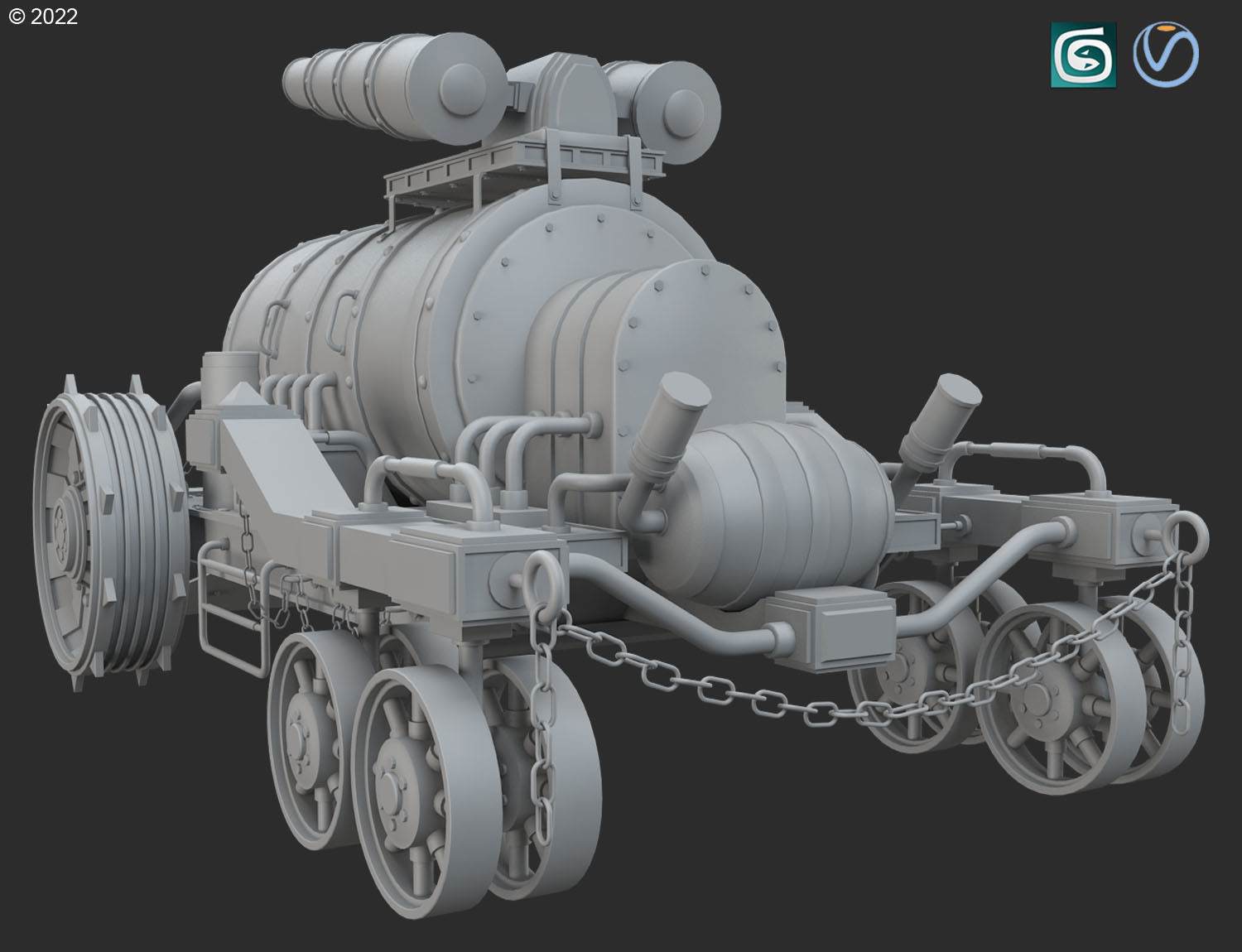 Steampunk Tank-Clay Version 3D model_3