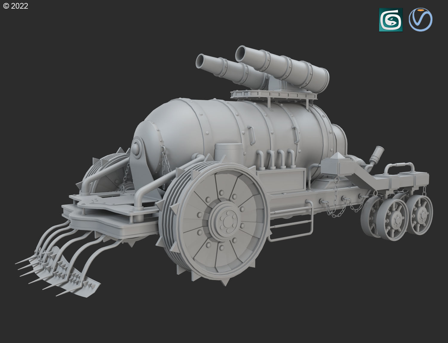 Steampunk Tank-Clay Version 3D model_2