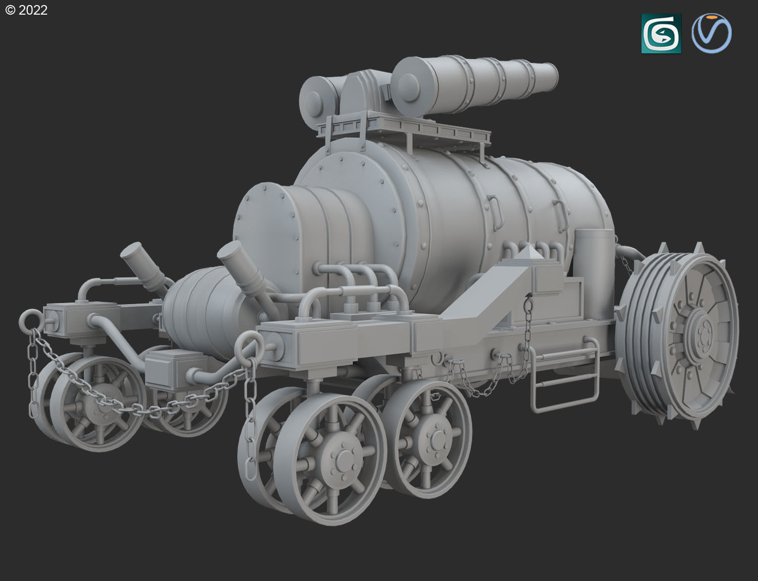 Steampunk Tank-Clay Version 3D model_4
