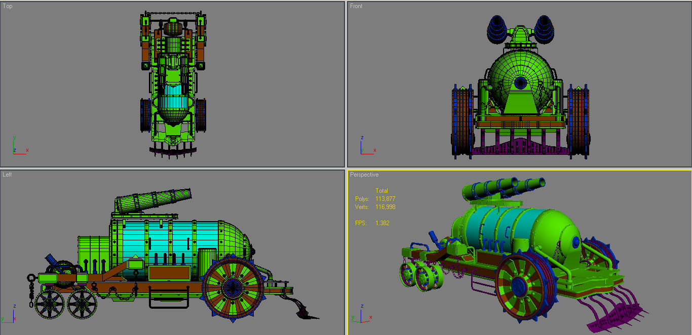 Steampunk Tank-Clay Version 3D model_7