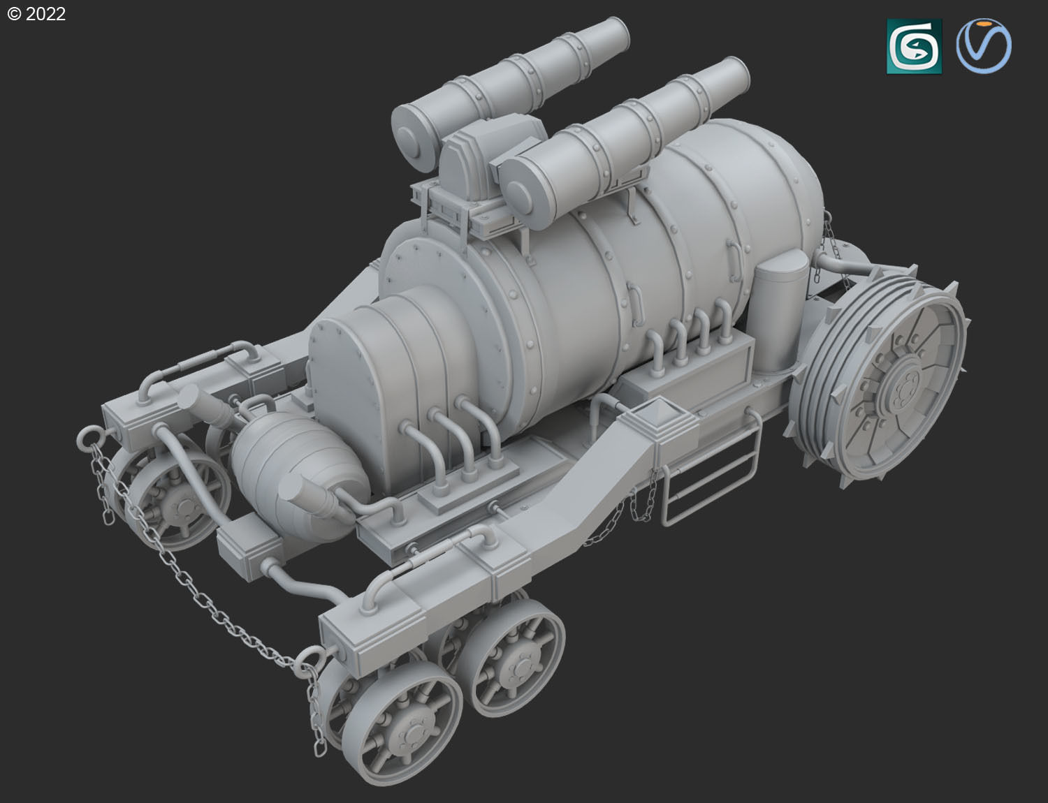 Steampunk Tank-Clay Version 3D model_6