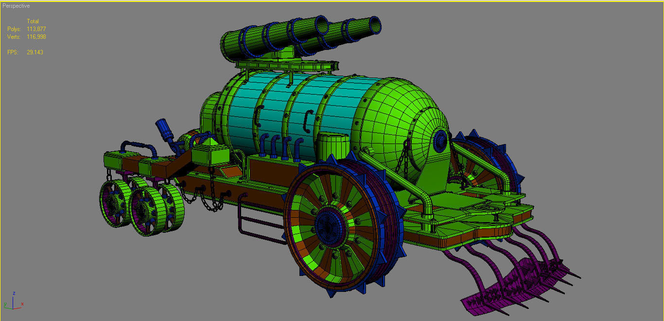 Steampunk Tank-Clay Version 3D model_9
