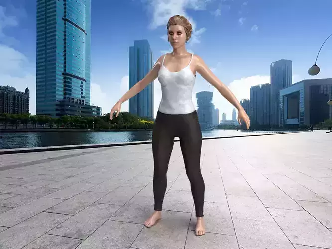 Woman Standing - jeans and west -game ready  model