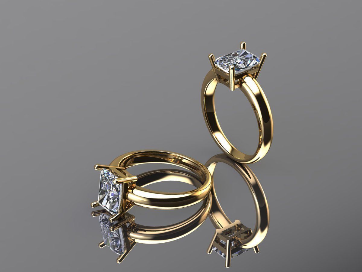 Custom Solitaire woman ring  3D model_4