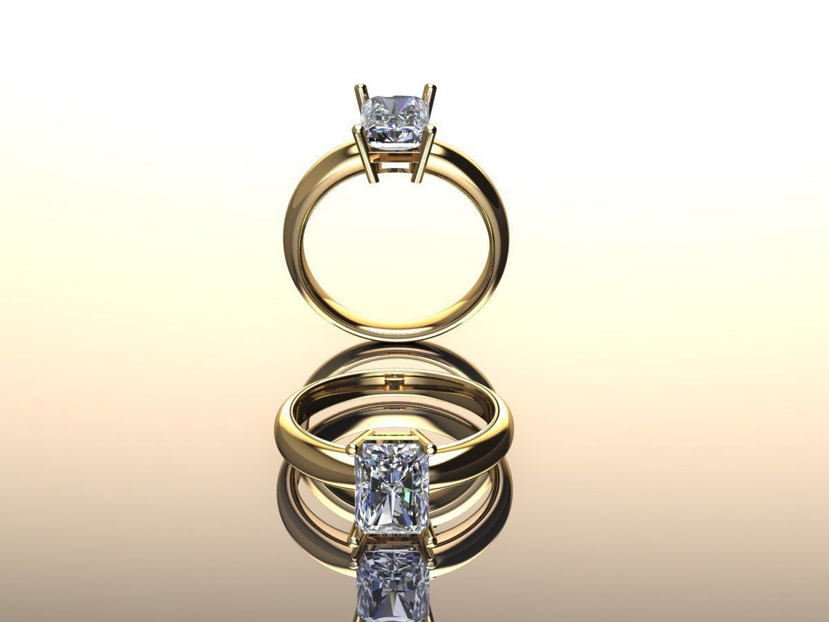 Custom Solitaire woman ring  3D model_3