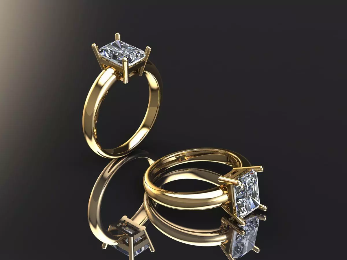 Custom Solitaire woman ring  3D model_0