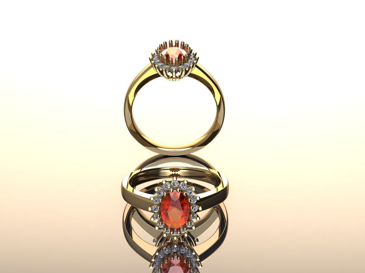  Custom Solitaire woman Ring  3D model_3