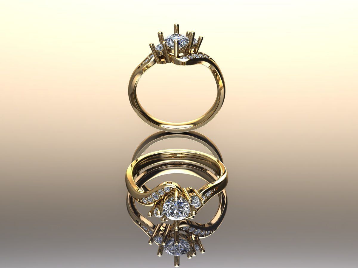 Your Custom Solitaire woman Ring  3D model_3