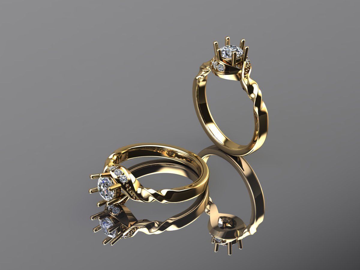  Your Custom Solitaire woman Ring  3D model_4