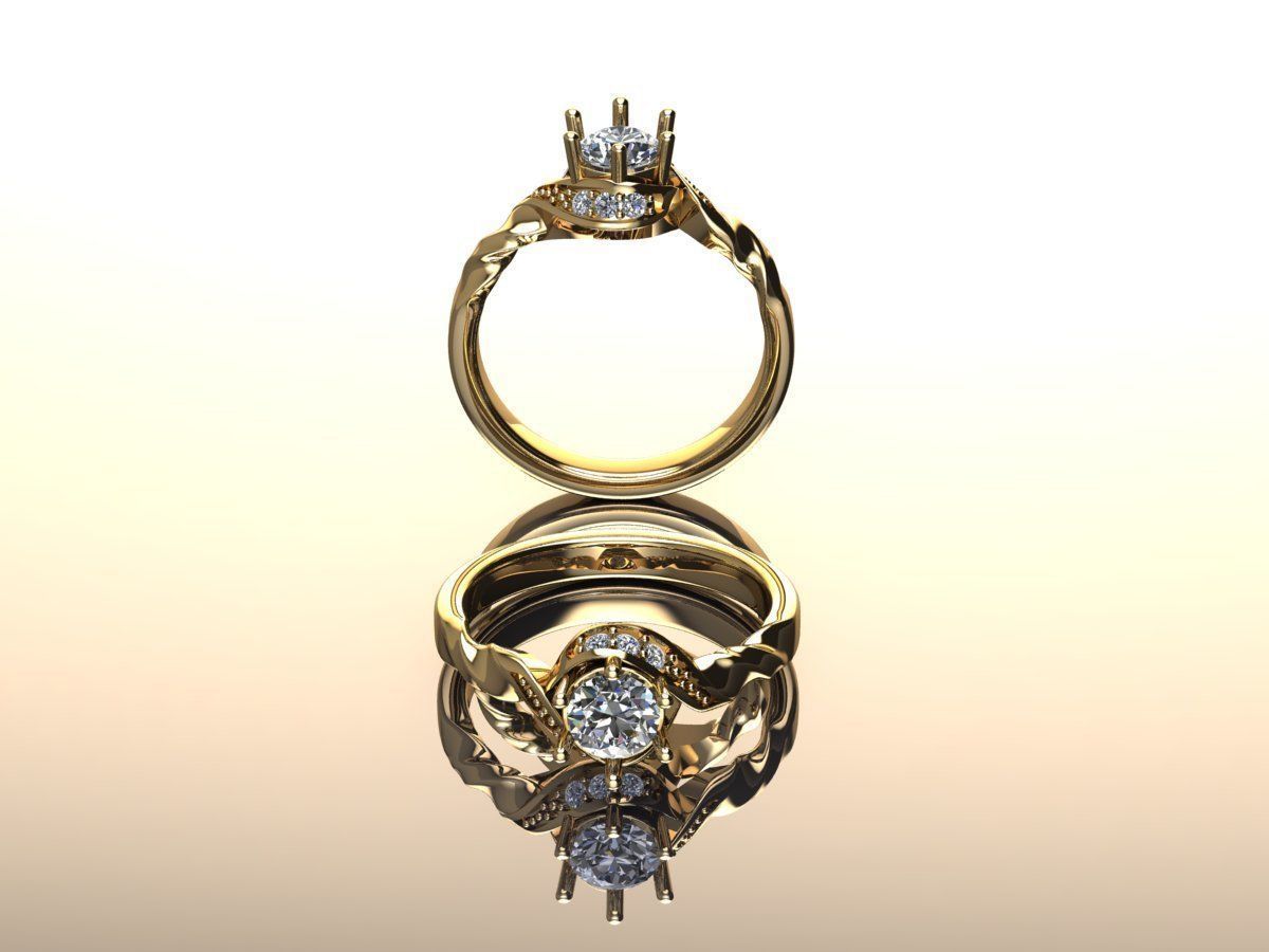  Your Custom Solitaire woman Ring  3D model_3
