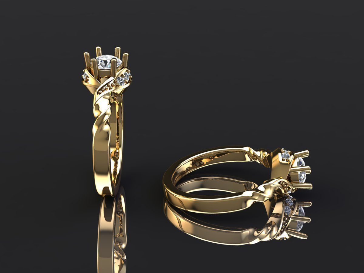  Your Custom Solitaire woman Ring  3D model_2
