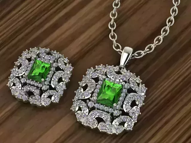 Beautiful Pendant with Colored Gems 3D print model