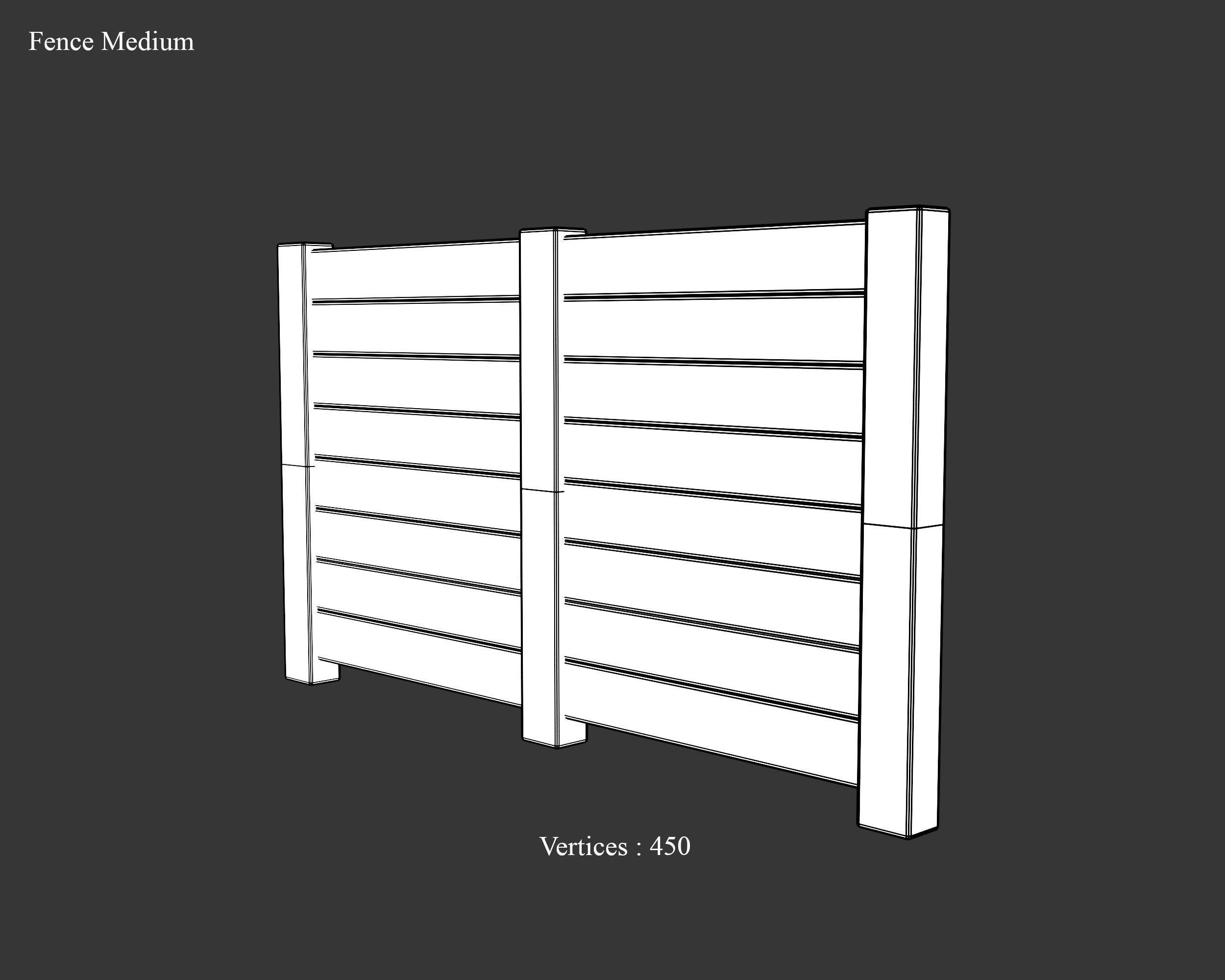 Medieval Defense Wood Fences Low-poly 3D model_14