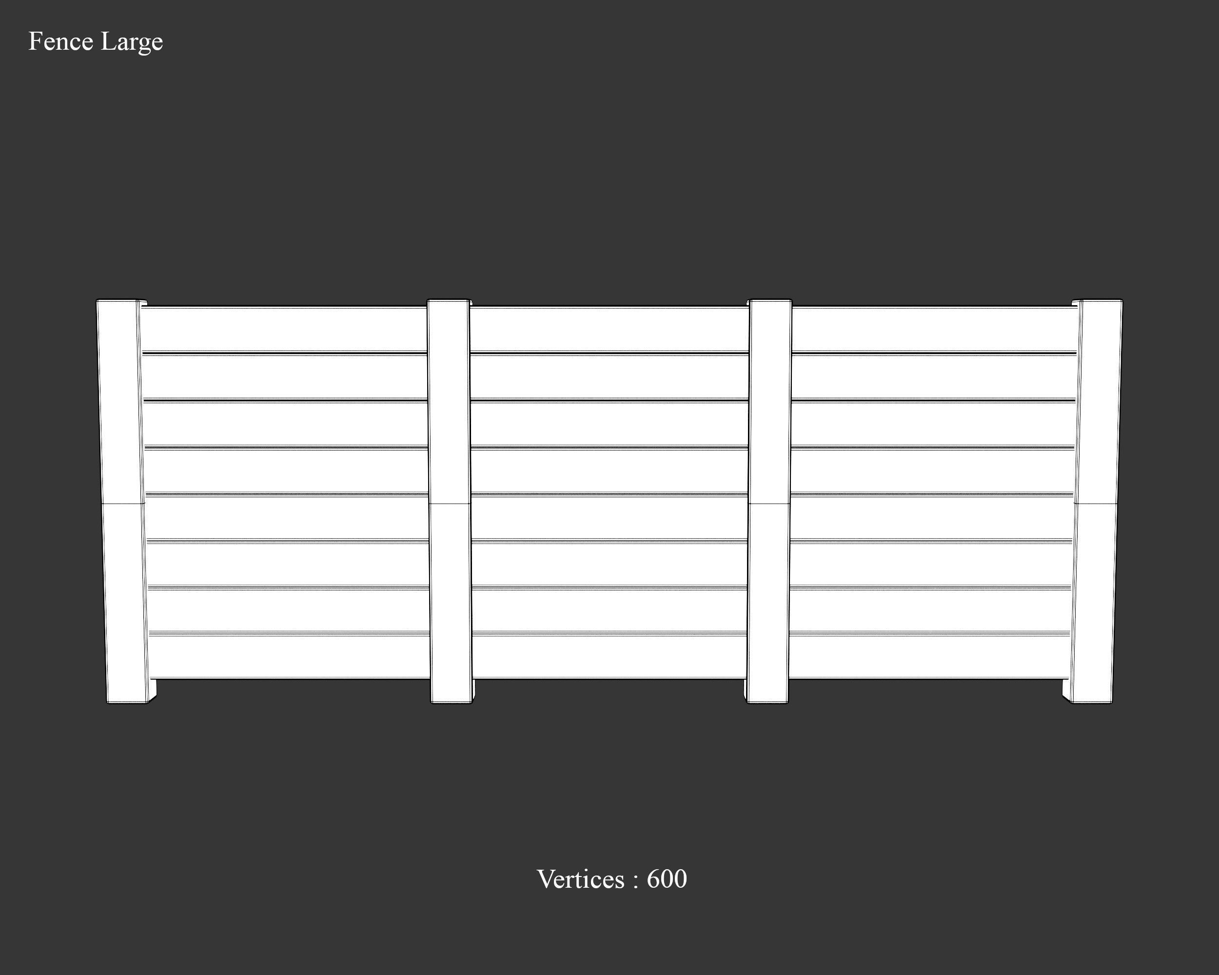 Medieval Defense Wood Fences Low-poly 3D model_5