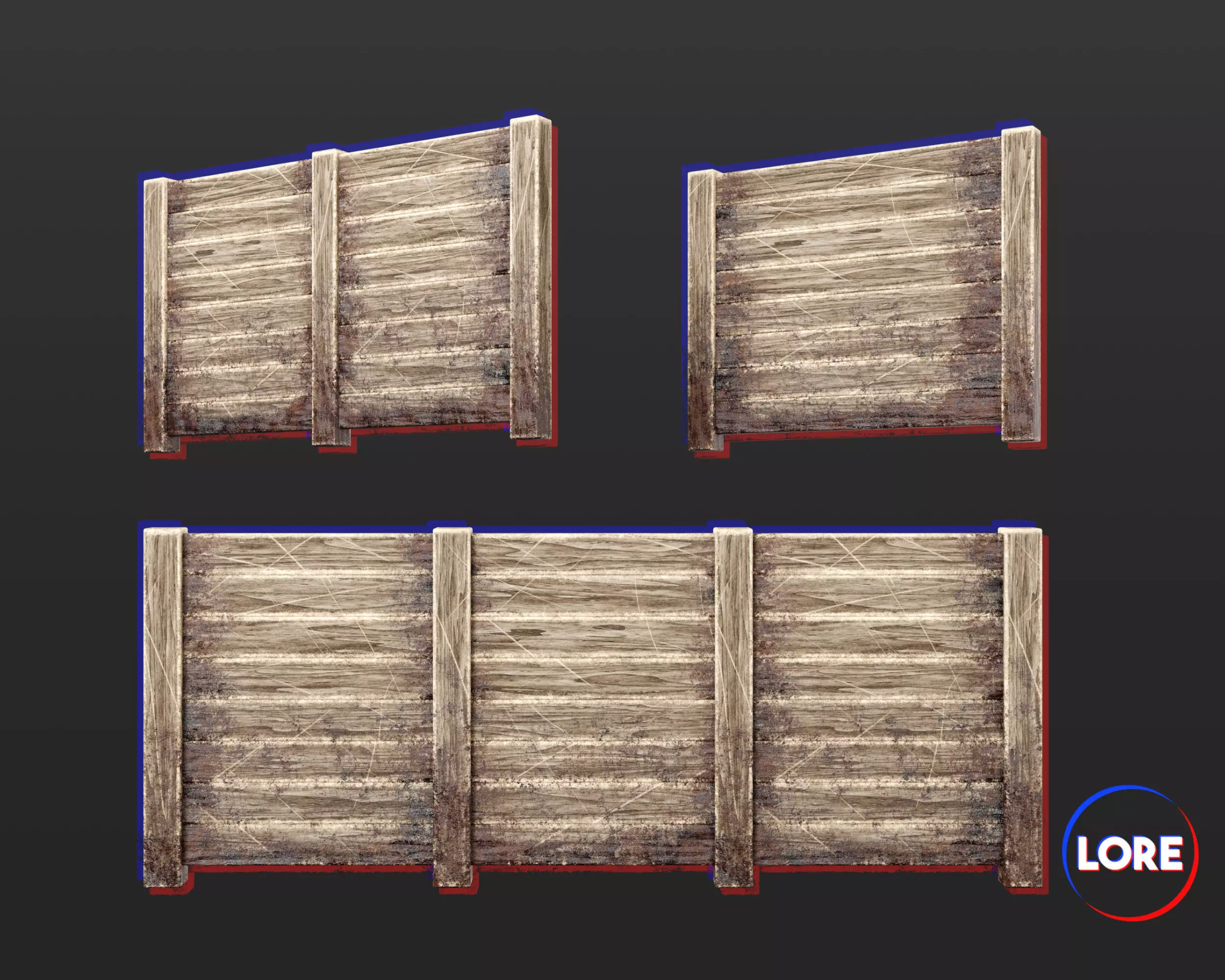 Medieval Defense Wood Fences Low-poly 3D model_0