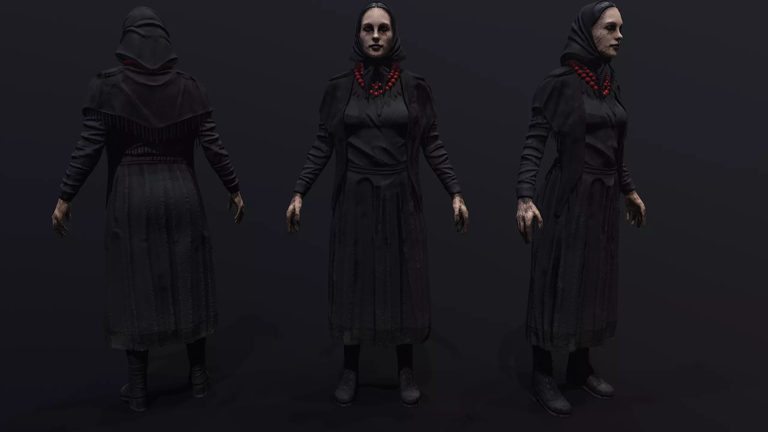 Witch woman in dress Low-poly 3D model